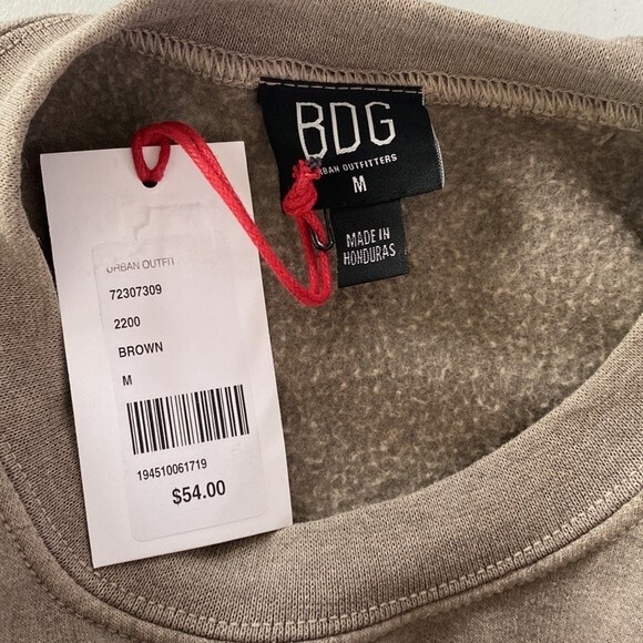 BDG Urban Outfitter Cropped Drawstring Crewneck Sweater Sweatshirt Top Neutral - Picture 9 of 15